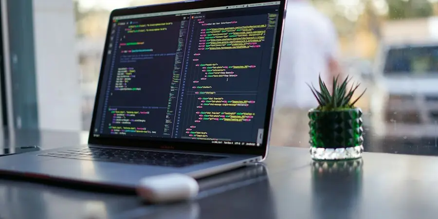 Laptop displaying software code